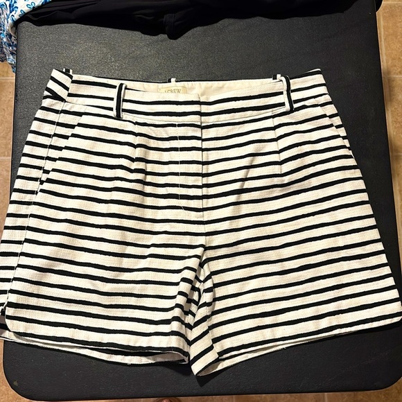 J Crew Black and White Stripe High Rise Shorts - Picture 1 of 8